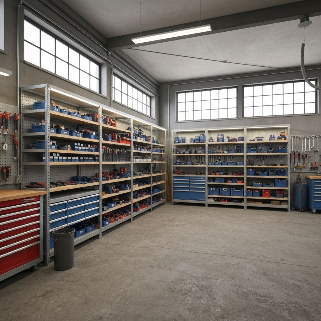 Interior de oficina com prateleiras